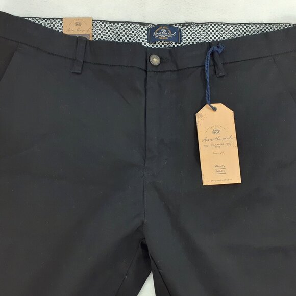 Across the Pond Signature Chino Pant Mens 38x30 Slim Fit Stretch Black NWT New - Picture 3 of 13